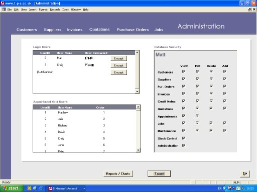 MS Access - Security and User Setup Screen